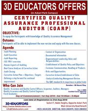3D EDUCATORS Offer Certified Quality Assurance Professional Auditor