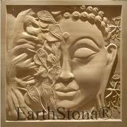 Stone Wall Mural | Half Face Buddha & Tree | EarthStona